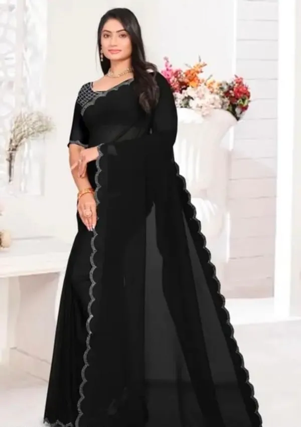 Black_Georgette_Scalloped_Border_Saree_For_Women