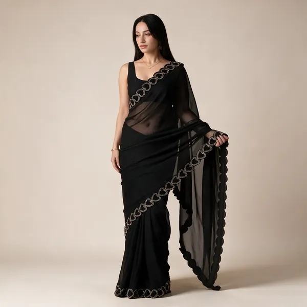 Black_Georgette_Sheer_Embellished_Saree_For_Women