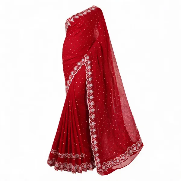 Red_Georgette_Printed_Saree_For_Women