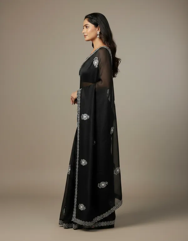 Black_Georgette_Embroidered_Saree_For_Women