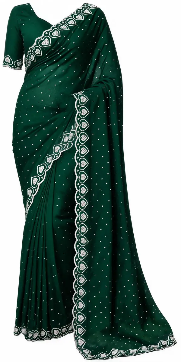 Green_Georgette_Printed_Saree_For_Women