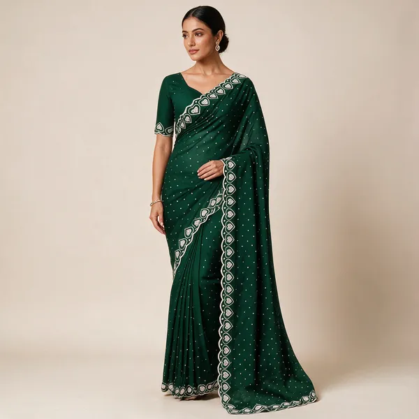 Green_Georgette_Printed_Saree_For_Women