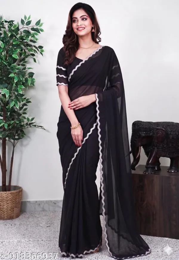 Black_Georgette_Scalloped_Border_Saree_For_Women