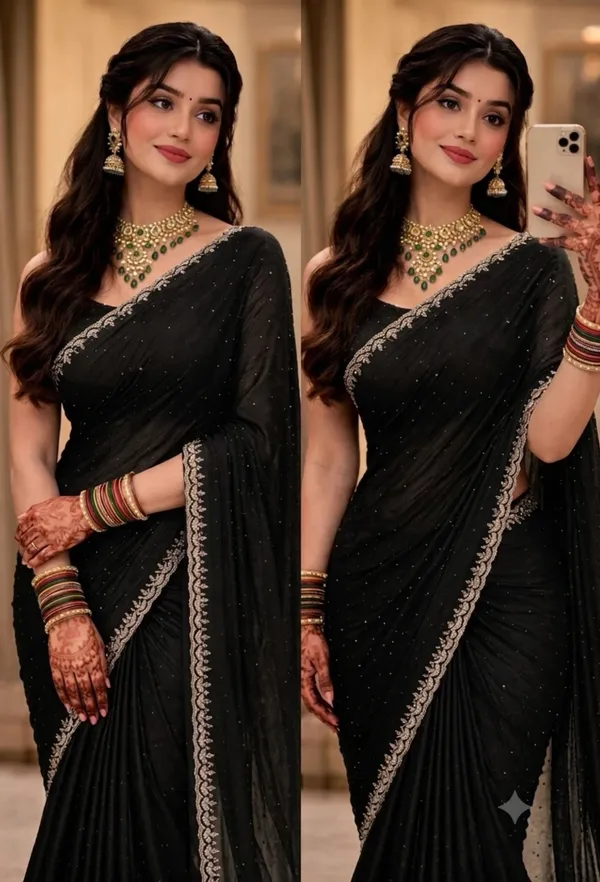 Black_Georgette_Embroidered_Saree_For_Women