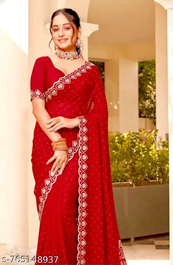 Red_Georgette_Printed_Saree_For_Women