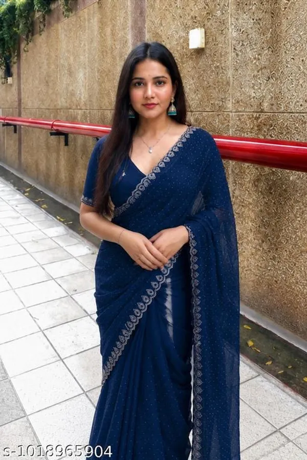 Navy_Blue_Georgette_Embroidered_Border_Saree_For_Women