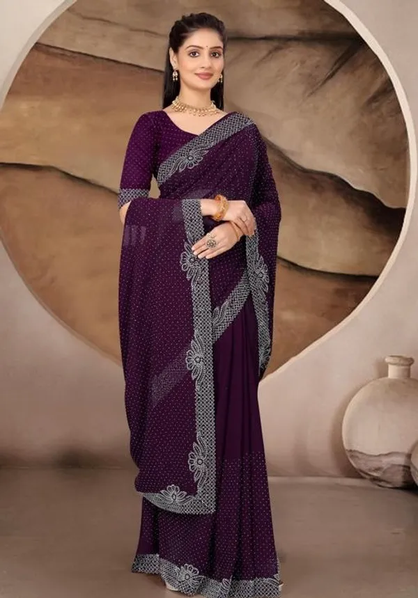 Purple_Georgette_Printed_Saree_For_Women