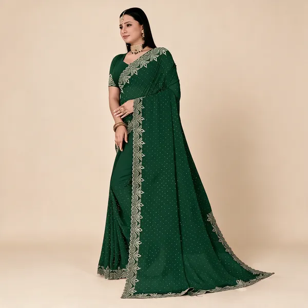 Green_Georgette_Printed_Saree_For_Women