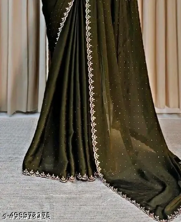 Dark_Green_Georgette_Embroidered_Saree_For_Women