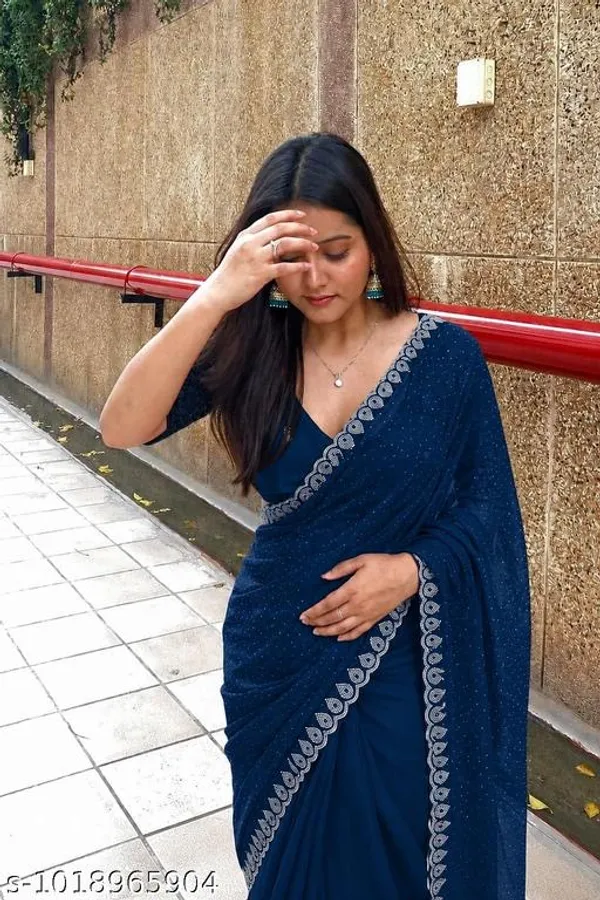Navy_Blue_Georgette_Embroidered_Border_Saree_For_Women