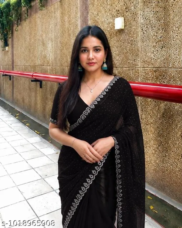 Black_Georgette_Embroidered_Saree_For_Women