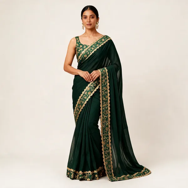 Green_Georgette_Embroidered_Saree_For_Women