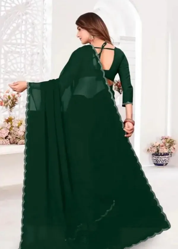 Dark_Green_Georgette_Embroidered_Saree_For_Women