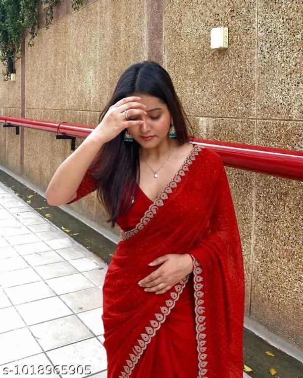 Red_Georgette_Embroidered_Saree_For_Women