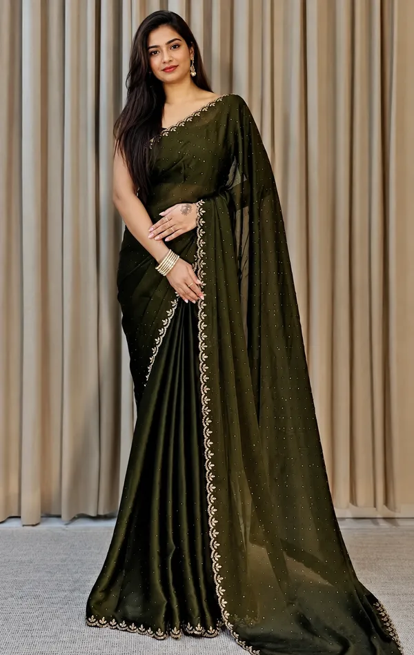 Olive_Green_Georgette_Embroidered_Saree_For_Women
