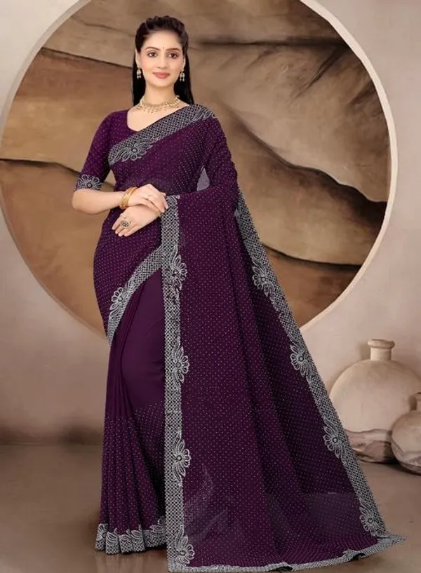 Purple_Georgette_Printed_Saree_For_Women