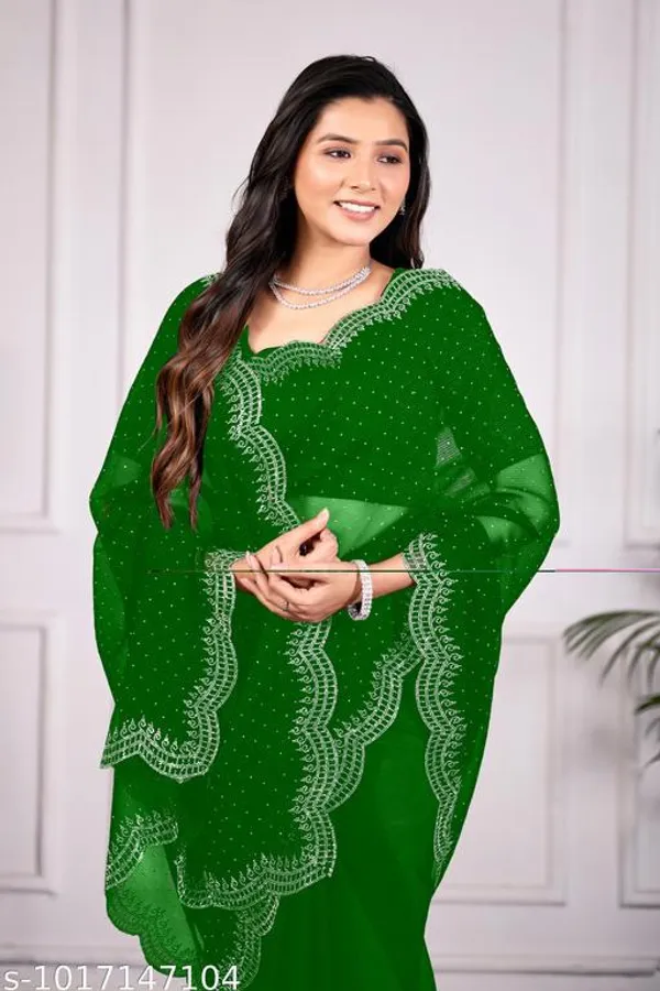 Green_Georgette_Sheer_Embroidered_Saree_For_Women