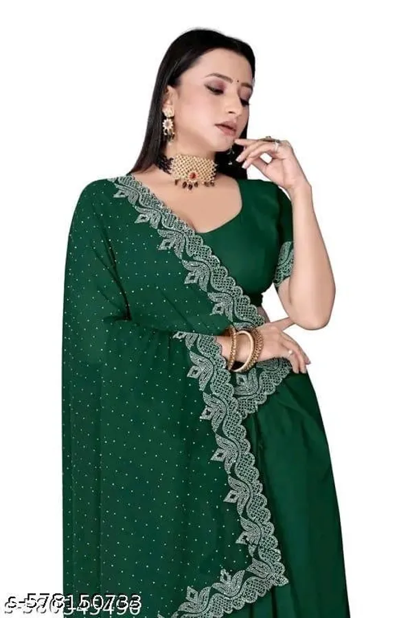 Green_Georgette_Printed_Saree_For_Women