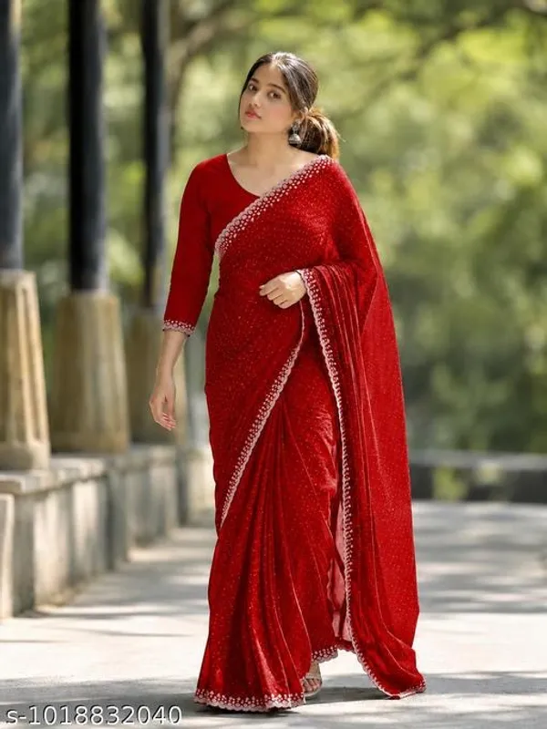 Red_Georgette_Embellished_Saree_For_Women