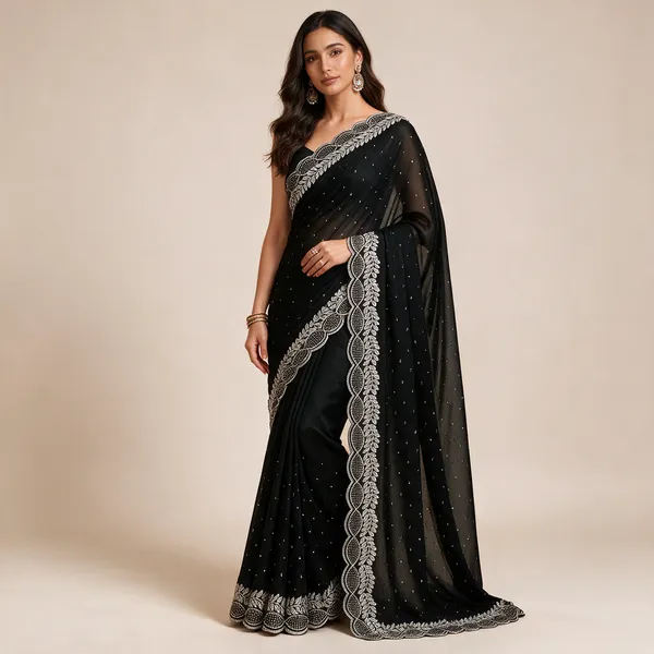 Black_Georgette_Embroidered_Saree_For_Women