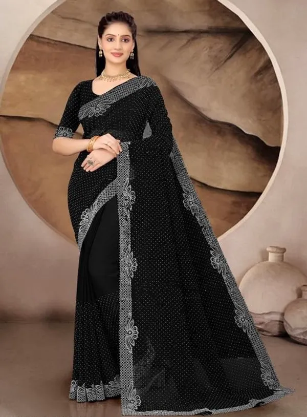 Black_Georgette_Embroidered_Saree_For_Women