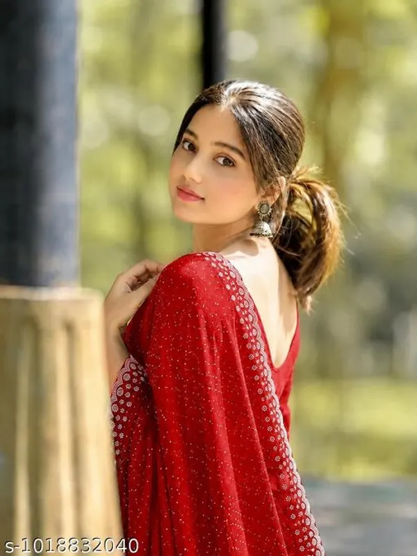 Red_Georgette_Embellished_Saree_For_Women