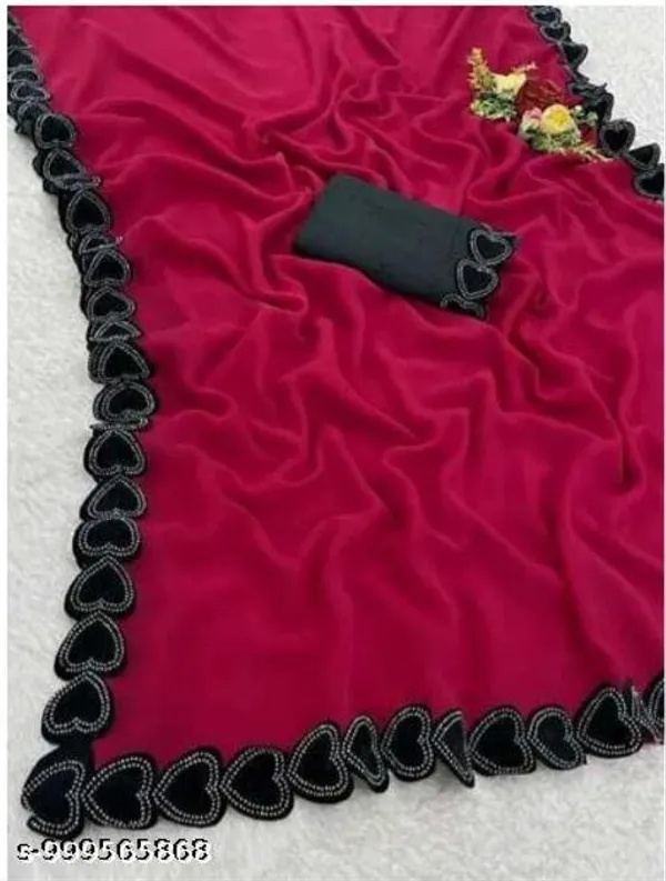 Red_Georgette_Lace_Border_Saree_For_Women
