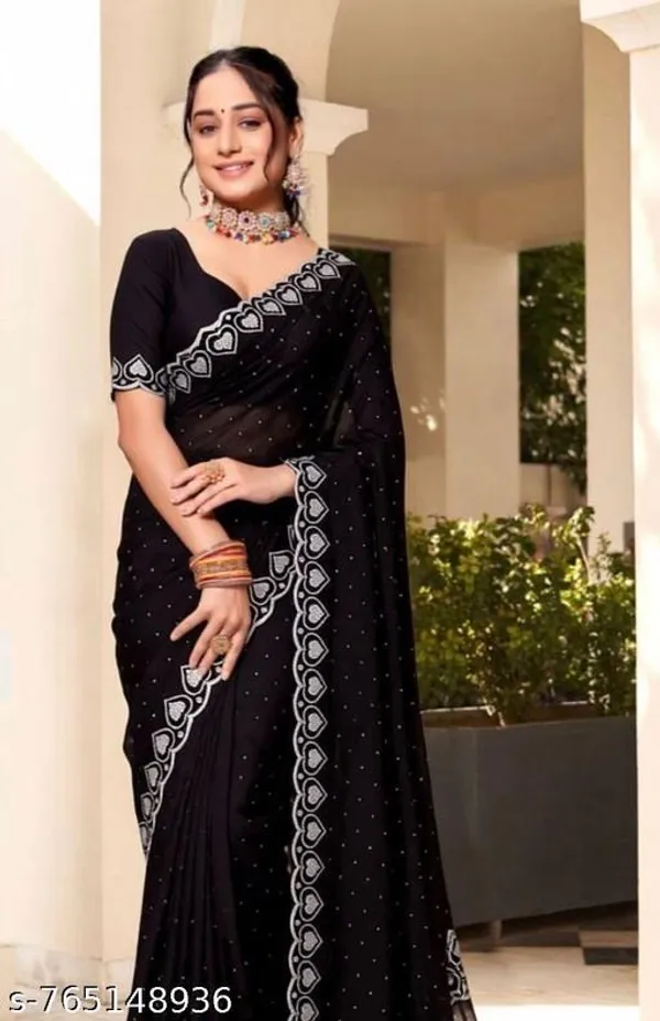 Black_Georgette_Printed_Saree_For_Women