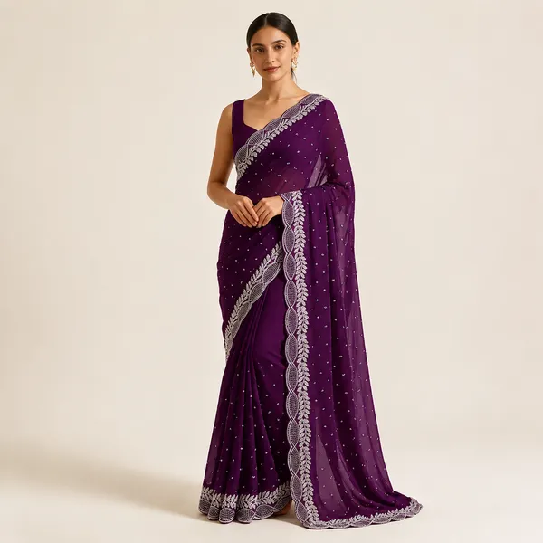 Purple_Georgette_Embellished_Saree_For_Women