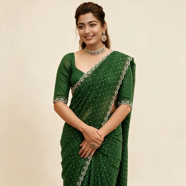 Green_Georgette_Embellished_Saree_For_Women