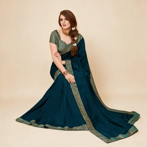 Teal_Georgette_Embellished_Saree_For_Women