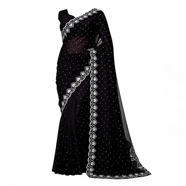 Black_Georgette_Printed_Saree_For_Women
