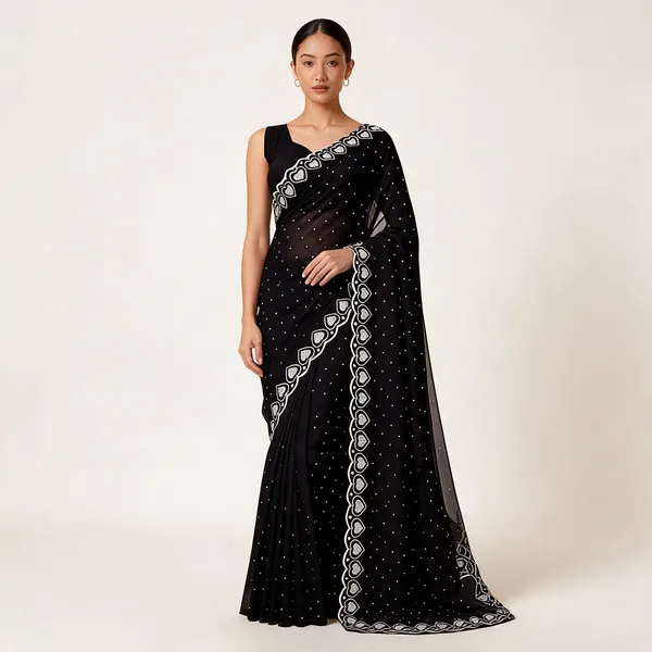 Black_Georgette_Printed_Saree_For_Women