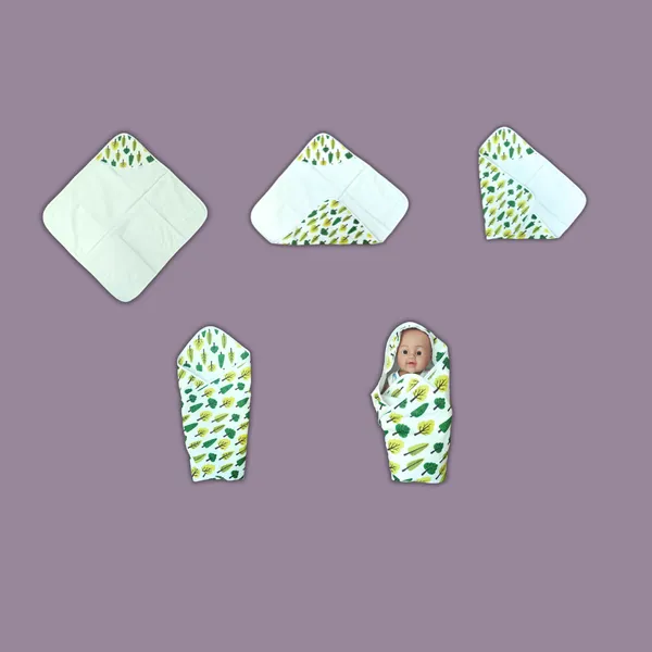 White_Printed_Baby_Hooded_Swaddle_Blanket_-_Trees