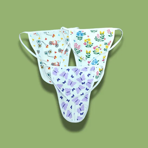 White_Muslin_Nappy_Set_for_Babies_(3_Pieces)_Butterfly,_Flowers,_Bicycle_Design