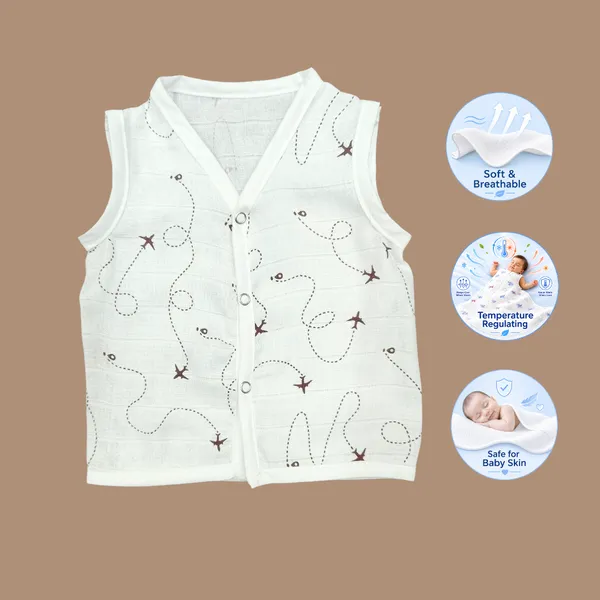 Muslin_Printed_Sleeveless_Baby_Jabla/Vest/Shirt_for_Infants_Cars,_Aeroplane,_Carrot-Bunny,_Green-Cat,_Blue_Whale_Design(5_Pieces)
