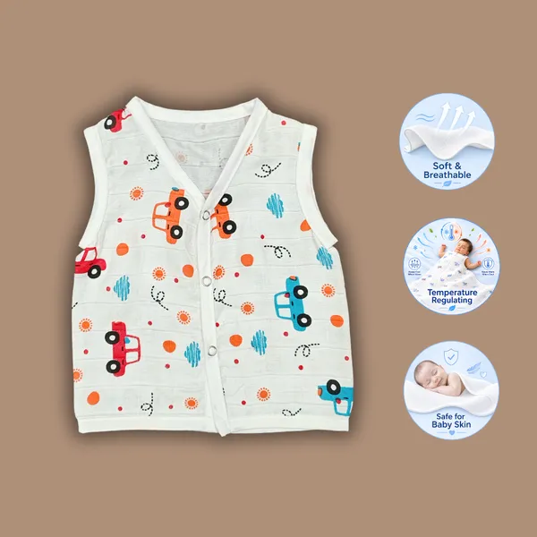 Muslin_Printed_Sleeveless_Baby_Jabla/Vest/Shirt_for_Infants__Lady_Bug,_Aeroplane,_Cars_Design(3_Pieces)
