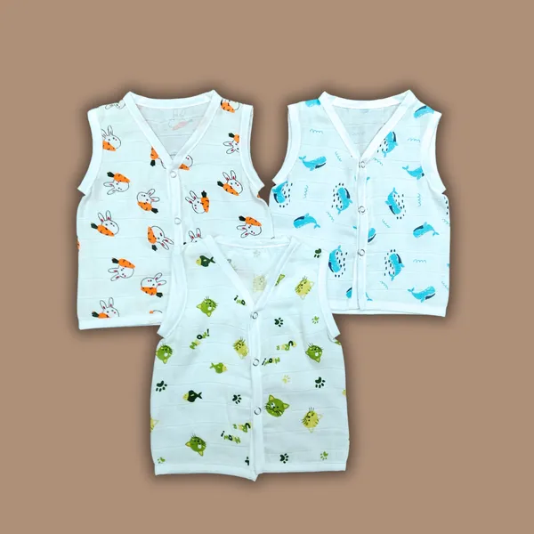 Muslin_Printed_Sleeveless_Baby_Jabla/Vest/Shirt_for_Infants_Carrot-Bunny,_Green-Cat,_Blue_Whale_Design(3_Pieces)