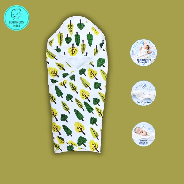 Muslin_Hooded_Towel_Green_Trees