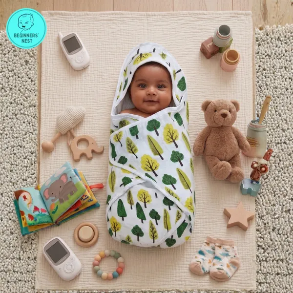Muslin_Hooded_Towel_Green_Trees