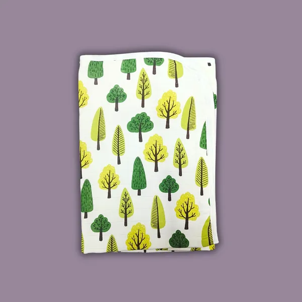 White_Printed_Baby_Hooded_Swaddle_Blanket_-_Trees