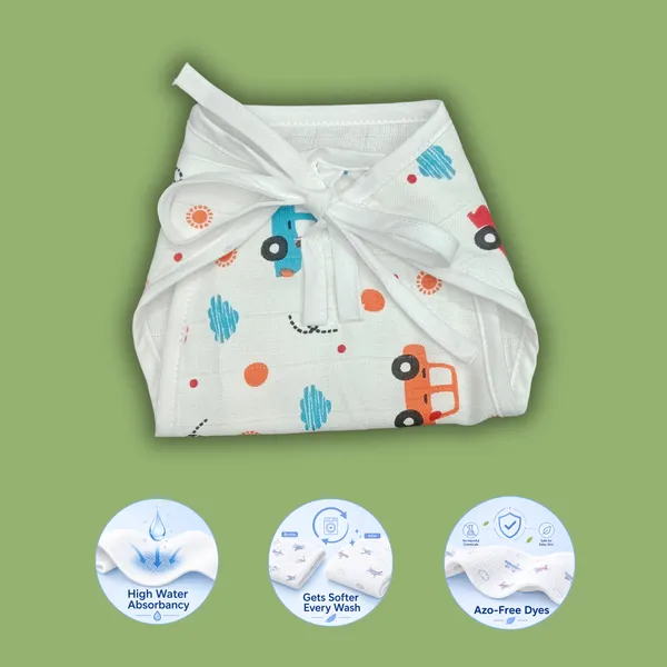 Muslin_Nappy_Set_for_Babies_(5_Pieces)_Carrot_Bunny,_Green_Cat,_Blue_Whale,_Cars,_Aeroplane_Design