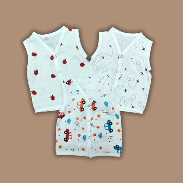Muslin_Printed_Sleeveless_Baby_Jabla/Vest/Shirt_for_Infants__Lady_Bug,_Aeroplane,_Cars_Design(3_Pieces)