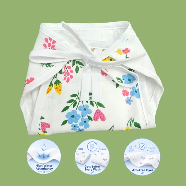 White_Muslin_Nappy_Set_for_Babies_(3_Pieces)_Butterfly,_Flowers,_Bicycle_Design