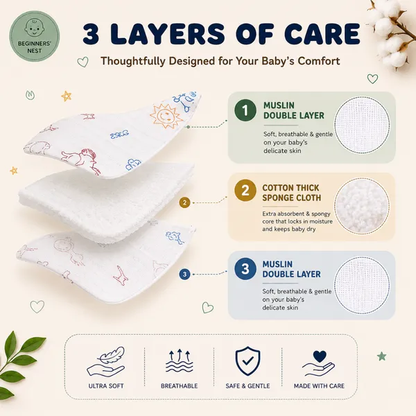 White_Muslin_Nappy_Set_for_Babies_(3_Pieces)_Carrot_Bunny,_Green_Cat,_Blue_Whale_Design