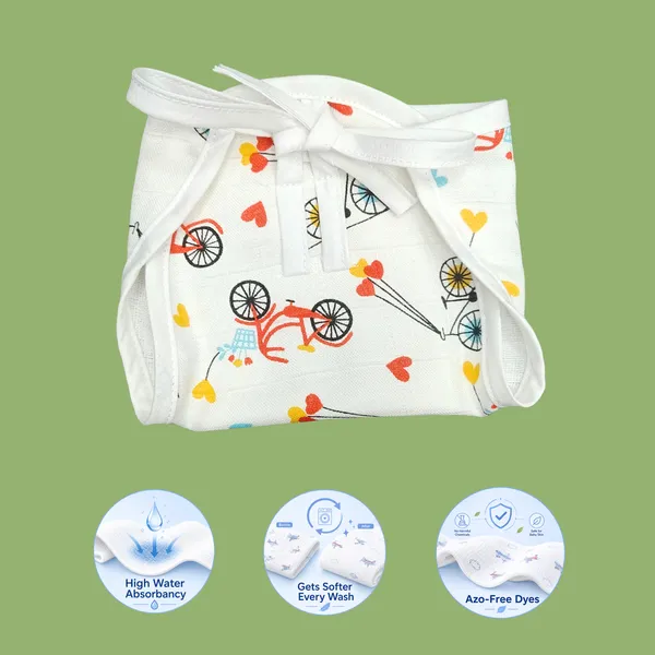 White_Muslin_Nappy_Set_for_Babies_(3_Pieces)_Butterfly,_Flowers,_Bicycle_Design