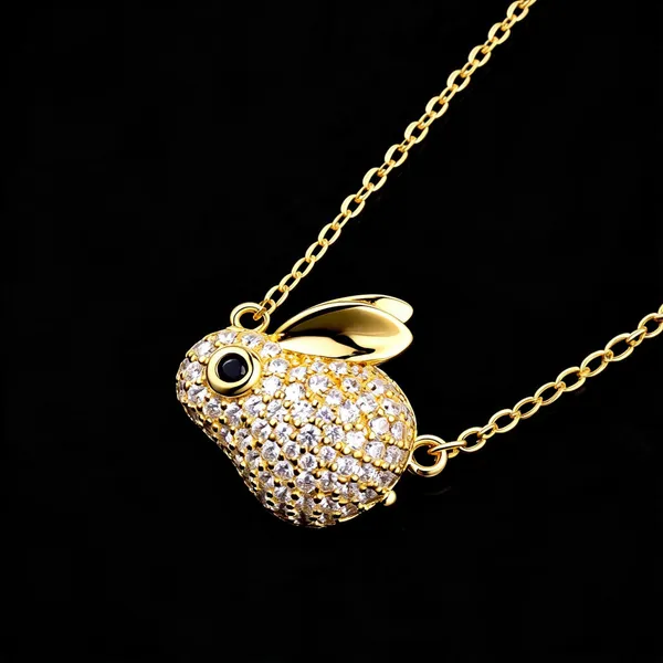 Gold-Tone_Rhinestone_Rabbit_Pendant_Necklace_For_Women