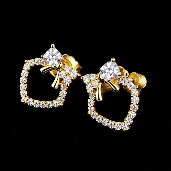 Gold-Tone_Crystal_Bow_Hoop_Earrings_For_Women