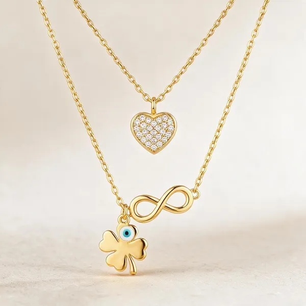 Gold-Tone_Layered_Heart_Infinity_Clover_Pendant_Necklace_For_Women
