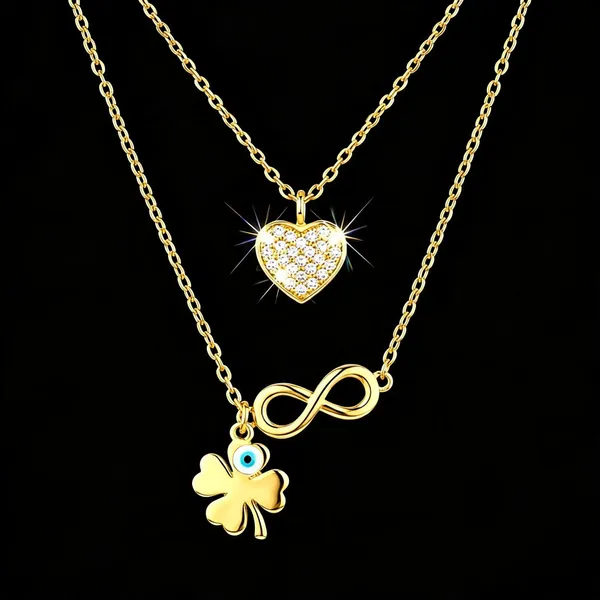 Gold-Tone_Layered_Heart_Infinity_Clover_Pendant_Necklace_For_Women